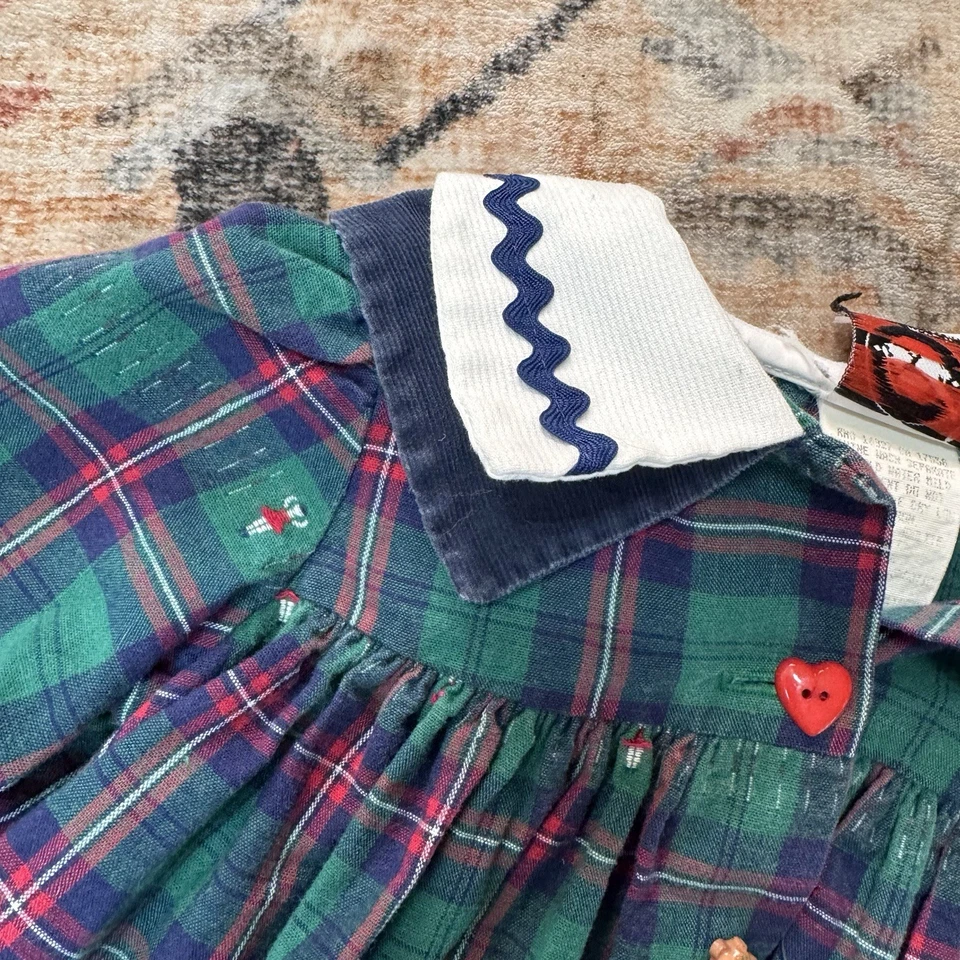 Vestido a Cuadros Good Lad De Colección Niño Pequeño Navidad Bailarina Corazón Botones Talla 12M Foto 4 de 4