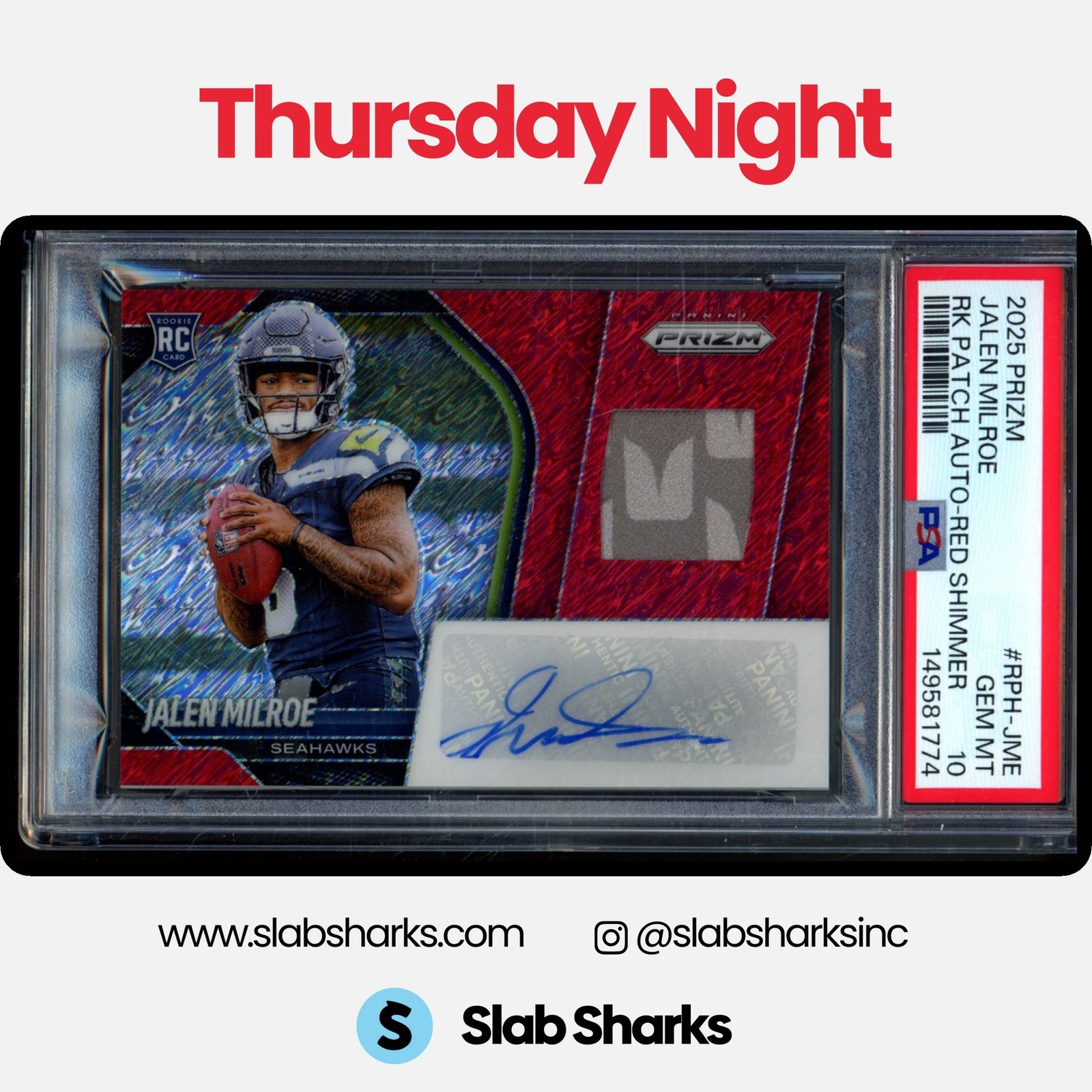 Jalen Milroe Panini Prizm Rookie Patch Autographs #RPHJME Red Shimmer