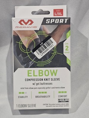 NEW McDavid Sport Elbow Compression  Sleeve w/Gel Buttresses L/XL 