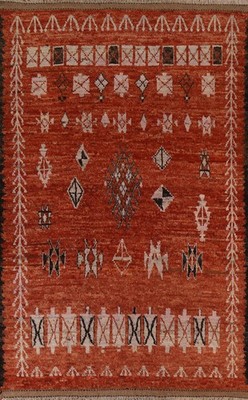 Rust Moroccan Area Rug 7x10 Hand-knotted Wool Oriental Tribal Style for Any Room