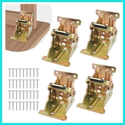 4 Pack Folding Brackets, Self-Lock Hinge with Screws for Folding Table Legs, ...