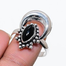Black Onyx Gemstone Handmade 925 Sterling Silver Jewelry Ring 9 g500