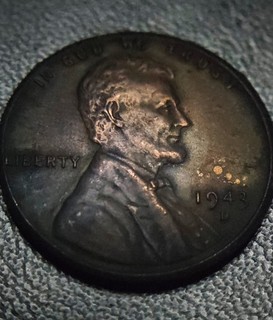 1943 D Wheat War Penny / Black Metal / Copper Toned WWII Eye Appeal