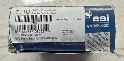 711U INTERLOGIX ESL  PHOTOELECTRIC SMOKE DETECTOR