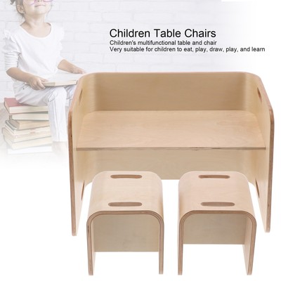 3 In 1 Wooden Table Stool Set MultiFunction Desk Chairs Home Furniture Set For