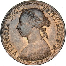 1887 Halfpenny - Victoria British Bronze Coin - Superb