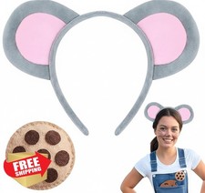 Mouse Ears Headband Cookie Clip, Animal Cosplay Costume Accessory Halloween