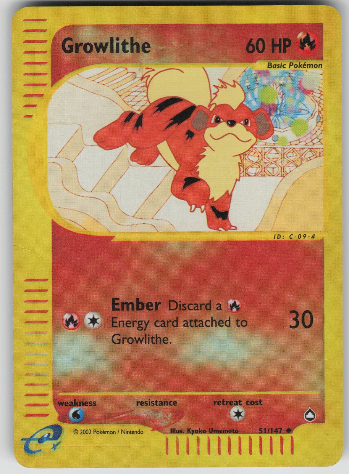 Pokemon TCG Growlithe (51) Uncommon Reverse Holo Aquapolis 051/147