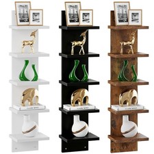 5-Tier Wall Shelf Bookshelf Vertical Floating Shelf Photo Display Rack Art Decor