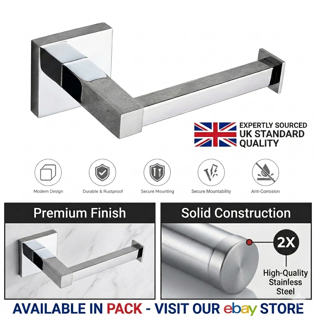 Toilet Roll Holder Dispenser Wall Mounted Stainless Steel Modern Style UK🔥 - Picture 1 of 10
