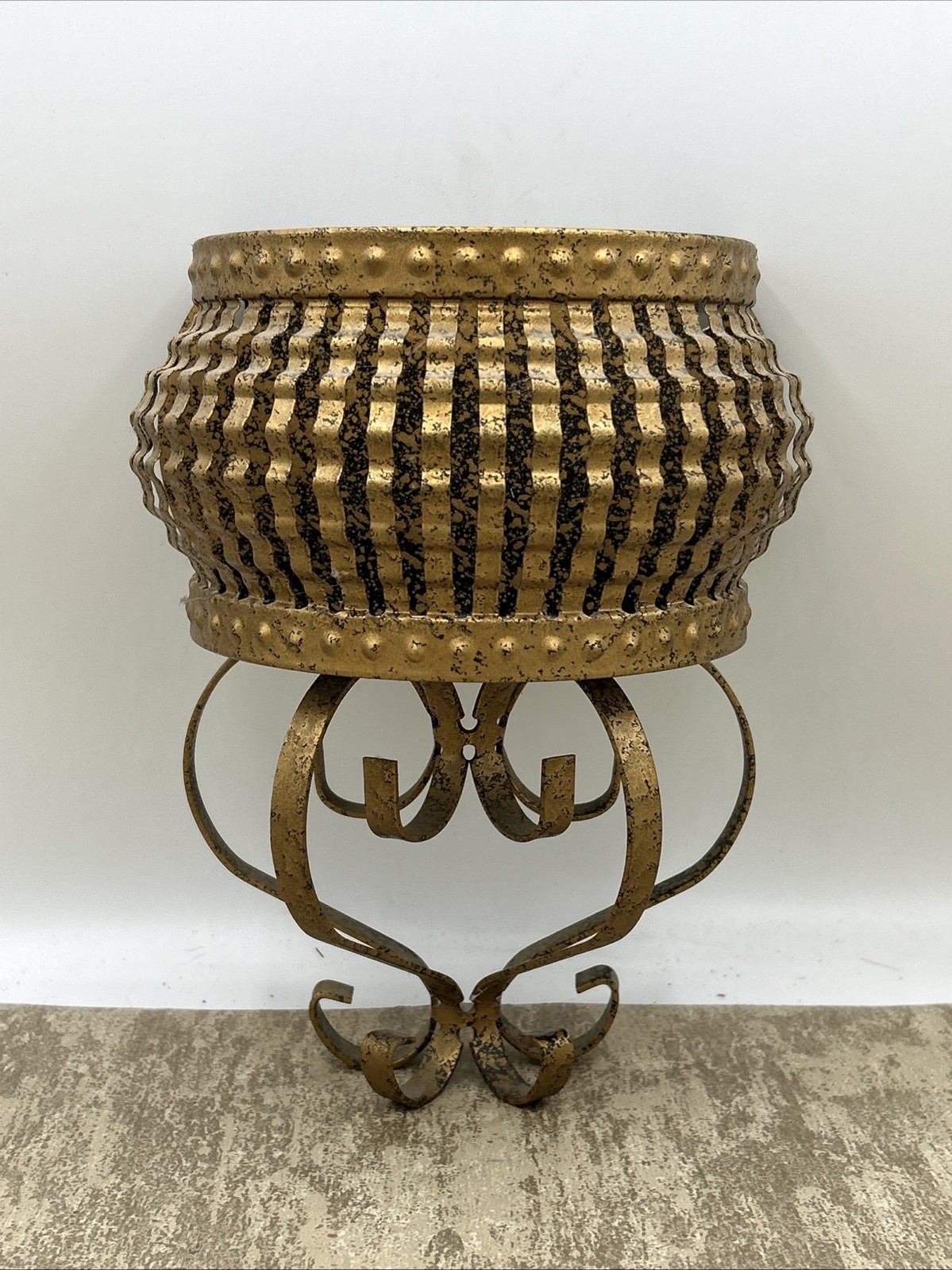 Vintage home interior black and gold distressed finish wall pocket