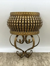 Vintage home interior black and gold distressed finish wall pocket