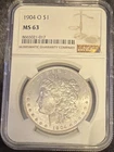 1904-O Morgan Silver Dollar $1 NGC Graded MS-63!