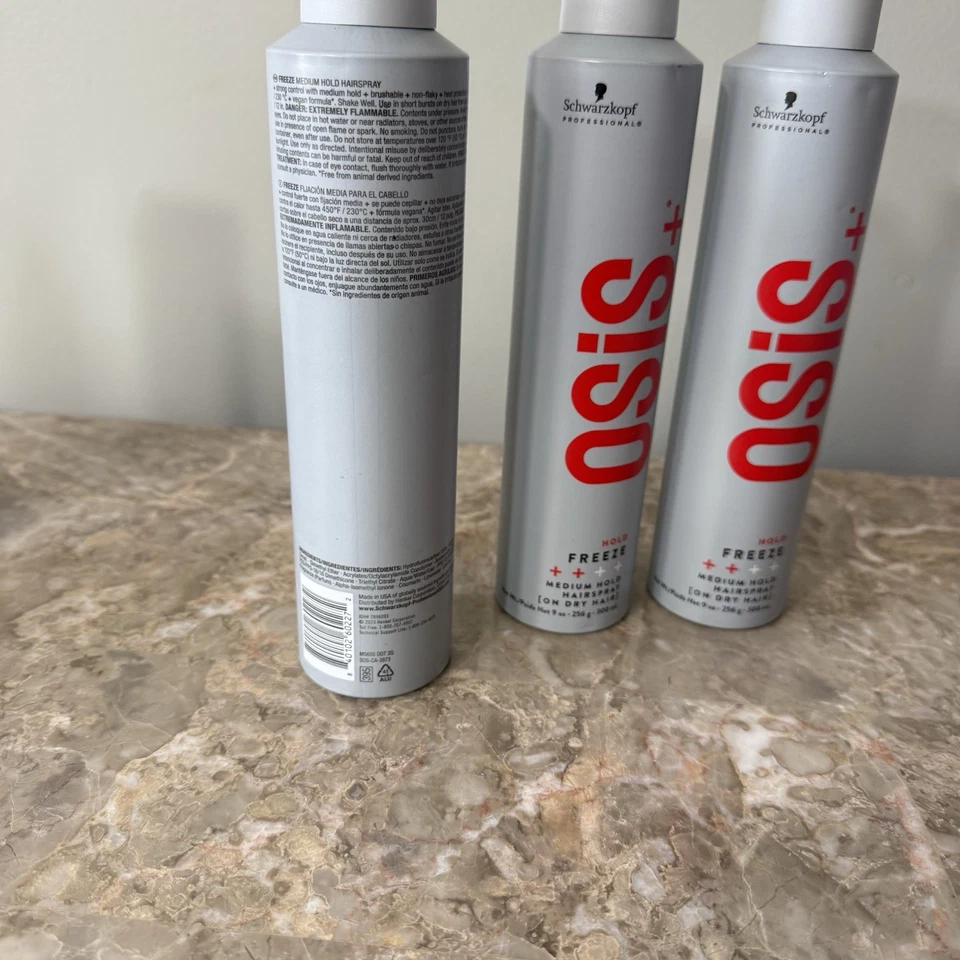 Schwarzkopf OSiS+ Freeze Medium Hold Hairspray 9 oz Heat protection to 450°F 3X - Image 2 of 3