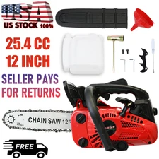 12" 25.4CC Gas Chainsaw Gasoline Powered Chain Saw 2-Stroke Engine Wood Cutting