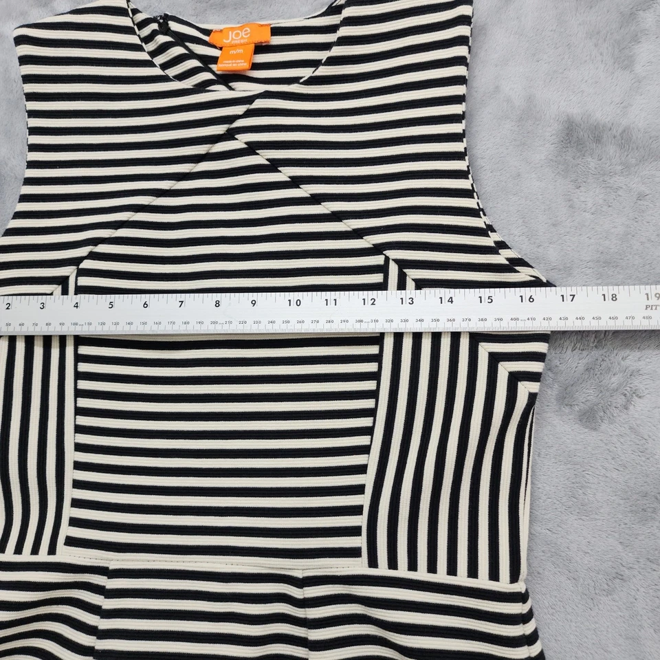 Joe Fresh Top Mujer M Negro Crema Rayas Sin Mangas Peplum Elastizado Tejido Cremallera Foto 4 de 4