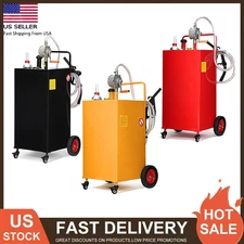 30 Gallon Fuel Gas Caddy Diesel Oil Transfer Tank 4 Wheels Portable with Pump