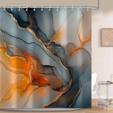 Black Gold Marble Shower Curtains - Orange 72"W x 72"L - Pack of 1