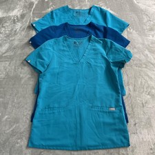 FIGS Scrub Tops Womens XS Blue Technical Collection V Neck Medical Lot Of 3