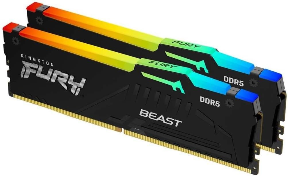 Kingston FURY Beast 16GB Kit (2x 8GB) 5200MT/s DDR5 CL36 RGB Desktop Memory