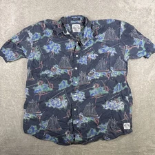 Gant Shirt Men’s Salty Dog Blue Nautical Rope Button Up Cotton Ships Size Large