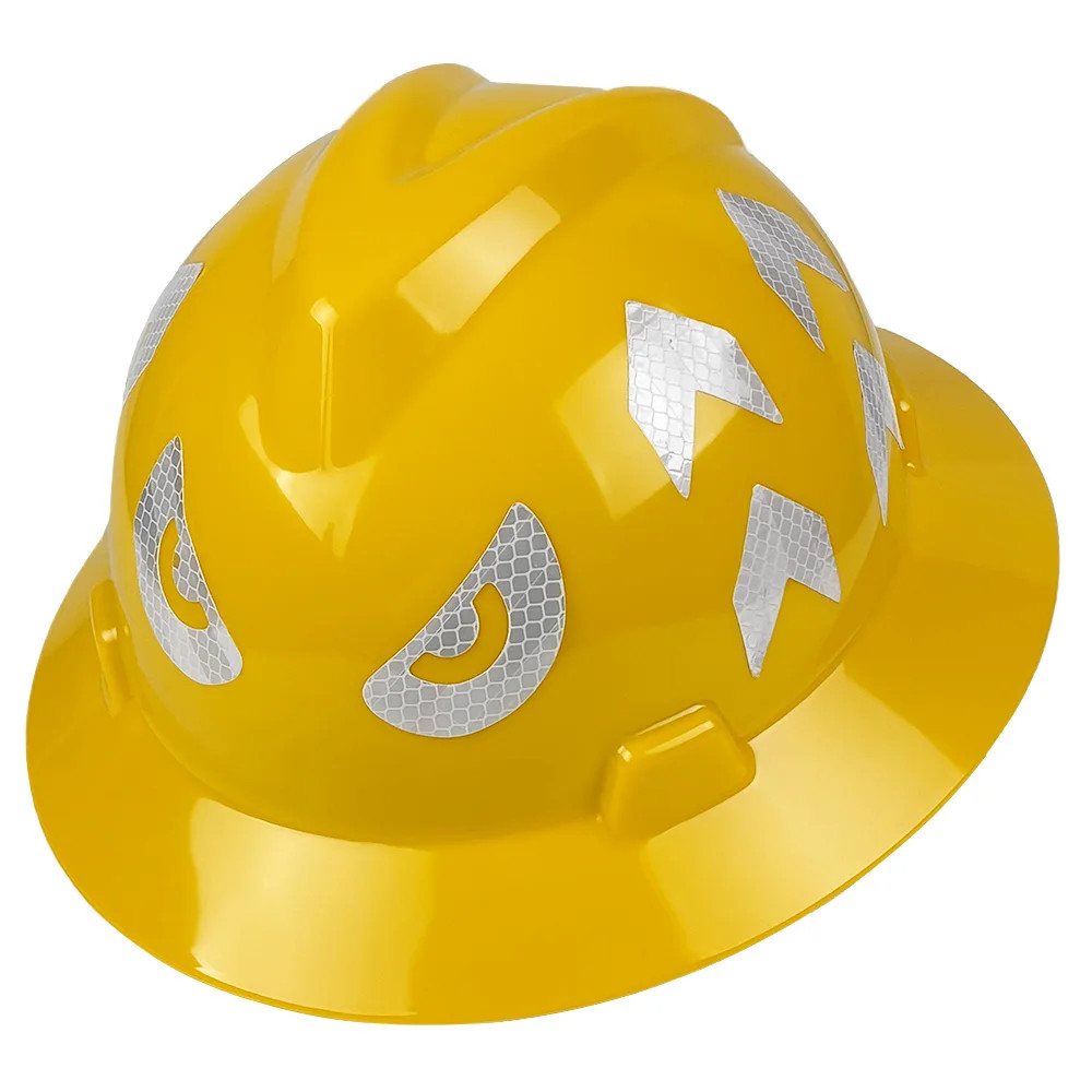 Full Brim Hard Hat Safety Helmet w/ Reflective Stickers Construction HDPE ANSI
