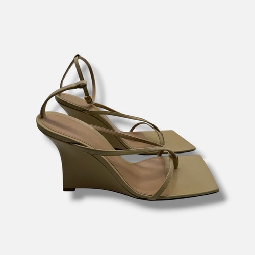 Bottega Veneta Women's Beige Stretch Square Toe Sandal Shoe Size 39.5