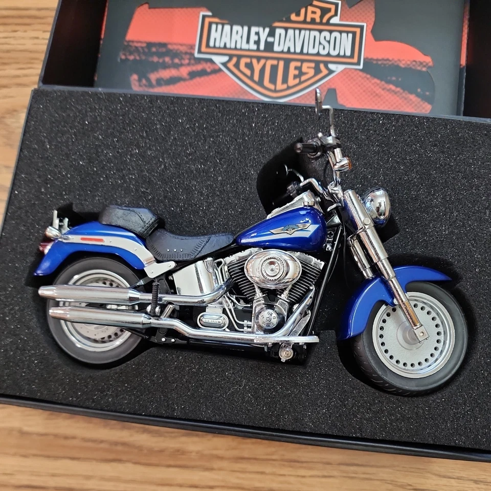 Fat Boy Harley Davidson 1:12 fundido a presión como nuevo en caja réplica de metal FLSTF 2677 raro Foto 3 de 4