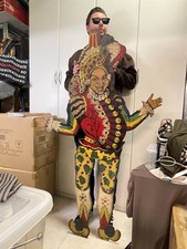 Rare Antique pull toy size 61" HUGE Jumping Jack Harlequin Italian Joker