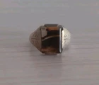 Vintage Sterling Silver Retro Agate Ring Etched Sides Size 10