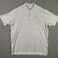 Peter Millar Polo Shirt Mens 2XL White Summer Comfort Golf Print Short Sleeve