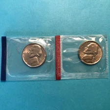 1987 P&D Jefferson Nickel  Unc 2 Coins   FREE SHIP