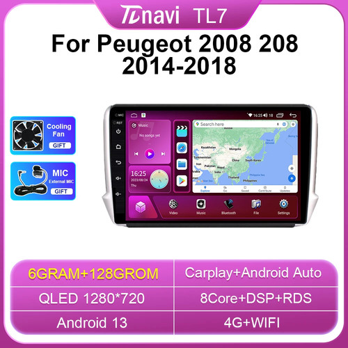 For Peugeot 2008 208 Series Car Radio Android Auto Carplay GPS Multimedia Player - Picture 11 of 31