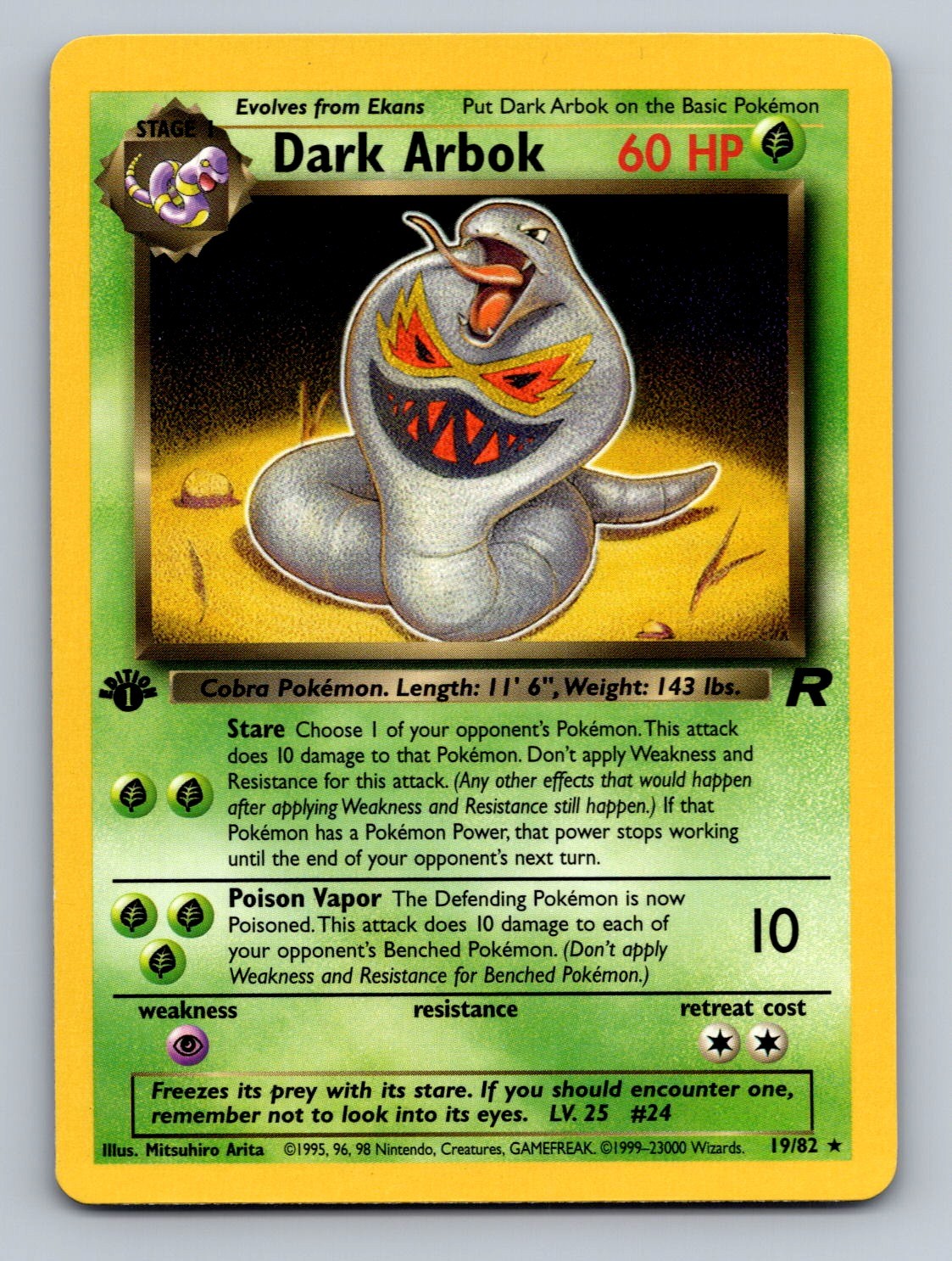Dark Arbok (19) Rare Team Rocket 1st Edition 19/82 NM