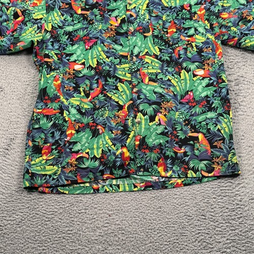 Toucan Dance Shirt Mens Large Black Tropical Parrot Hawaiian Button Up Fast Lane - Picture 5 of 10