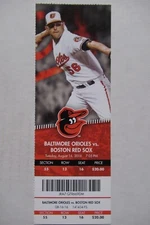 BALTIMORE ORIOLES VS RED SOX 8/16/2016 FULL TICKET ~ MOOKIE BETTS (2 HRs/5 RBI)