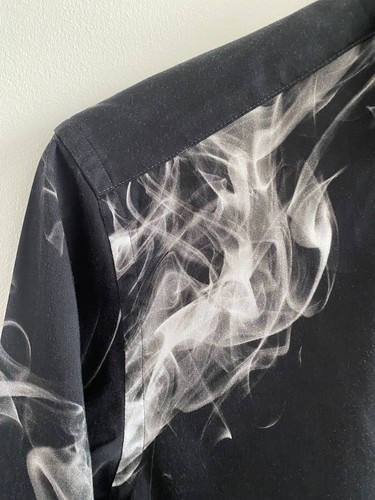 Claudio Lugli Shirt Mens Small Black White Smoke Print Lion Long Sleeve Italy - Picture 7 of 16