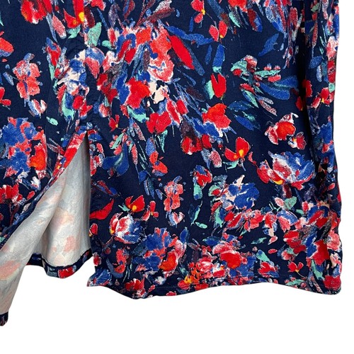Cuddl Duds Women Flexwear Top Size 1X Blue Red Floral Stretch Short Sleeve - Picture 5 of 10