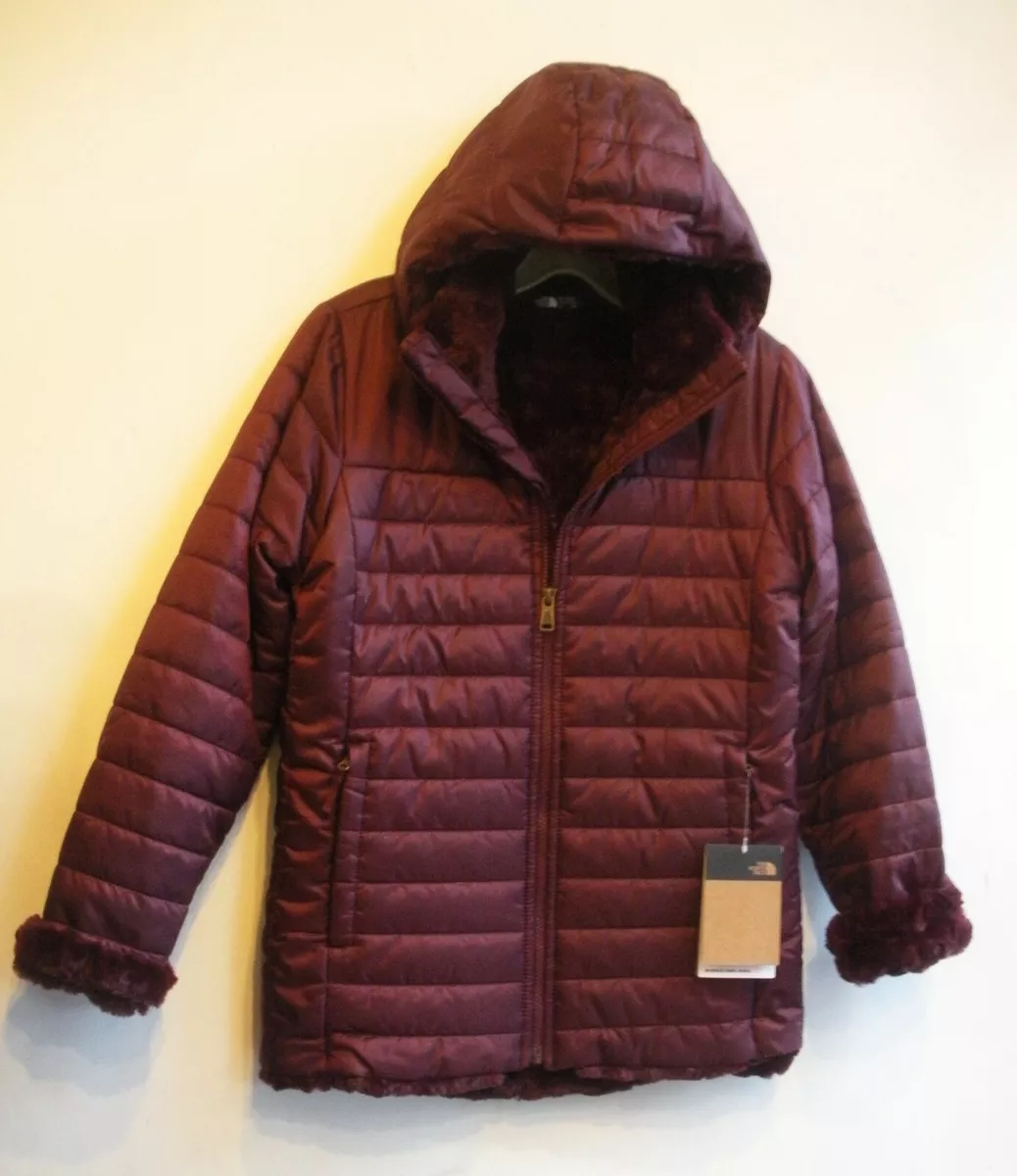 THE NORTH FACE GIRLS MOSSBUD SWIRL PARKA COAT A3Y7C GARNET RED L XL NEW