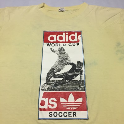 ウェア old adidas asymmetry Soccer Game Shirt Vintage Trashed Adidas World Cup T-Shirt Soccer Goal FIFA Stadium