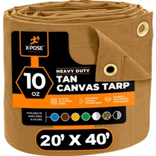 20' x 40' Tan Canvas Tarps 10oz