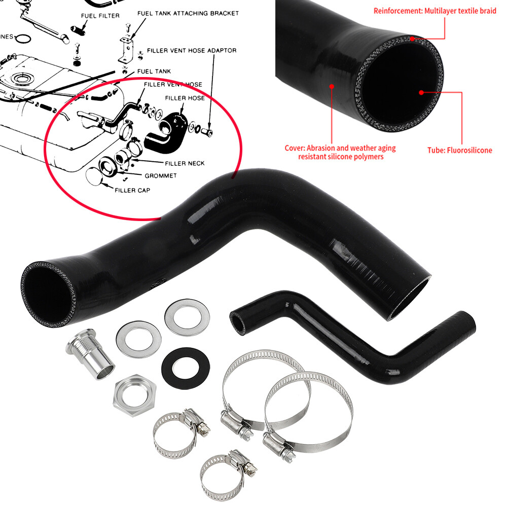 For Jeep CJ5 CJ6 1970 - 1975 Fuel Fill And Vent Hose Kit With Clamps & Adapter