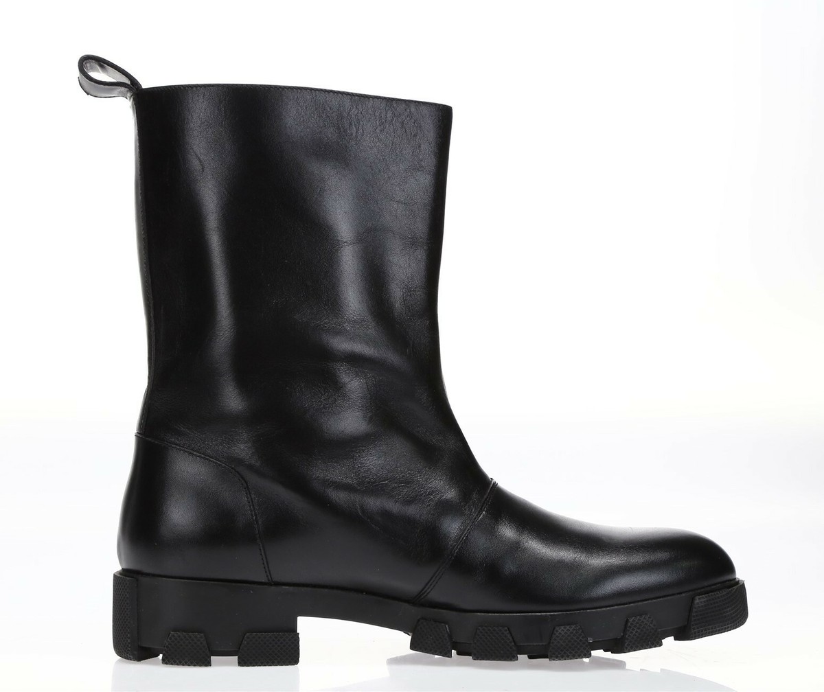 ミドルブーツ BALENCIAGA Women Boots 762297WBCW21081 Black BALENCIAGA Womens Black Leather Pocket Pull On Mid Calf