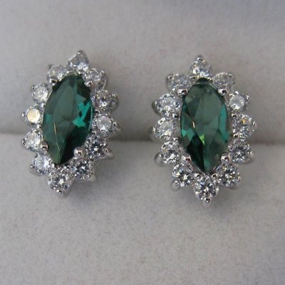 Bague Argent Massif 925 Rhodié Taille 58 Avec émeraude Cz Marquise - Neuf Avec étiquettes, Pour Femme