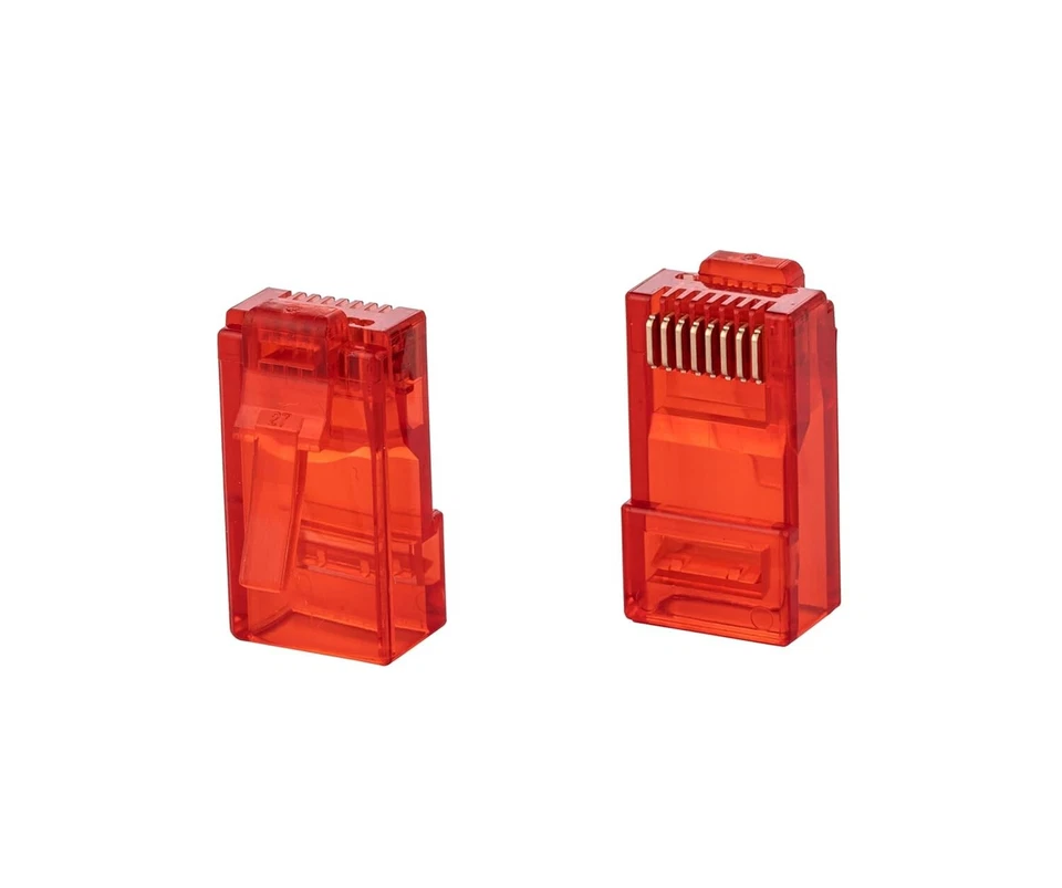 RED RJ45 EZ Enchufe Modular CAT6 UTP Cable de Red Paso Final - Lote de Conector a través Foto 3 de 4