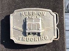 Vintage 1975 Keep On Trucking Belt Buckle Bergamot Brass Works America USA Z33 
