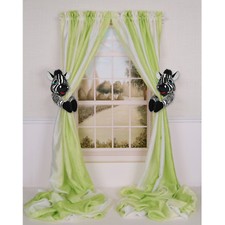 CURTAIN CRITTERS DESIGNER NURSERY KID ROOM DECOR ZEBRA CURTAIN TIEBACK HOLDBACKS
