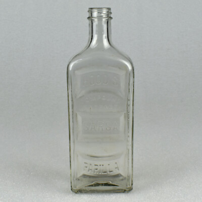 VTG C.I. Hood & Co Sarsaparilla Compound Extract Bottle Clear Screw Top Owens