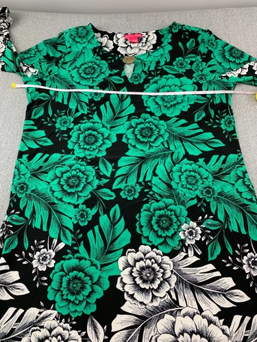 Abito Sunny Leigh maglia elasticizzata donna XL nero verde bianco manica a campana linea A - Foto 9 di 14
