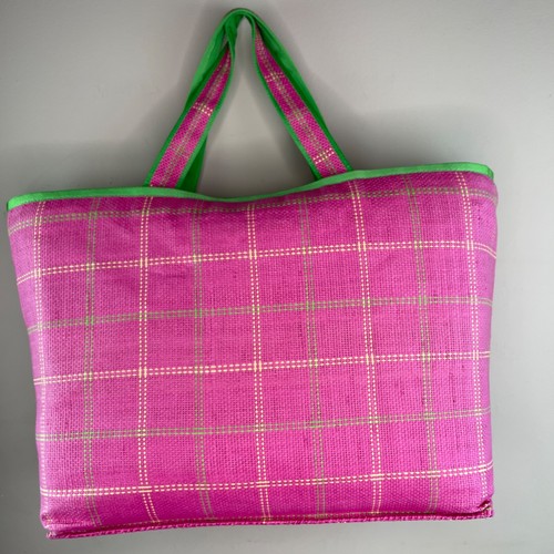 RALPH Lauren BARBIECORE Pink Green Large Raffia Beach Tote Bag CLASSIC RETRO - Picture 5 of 12